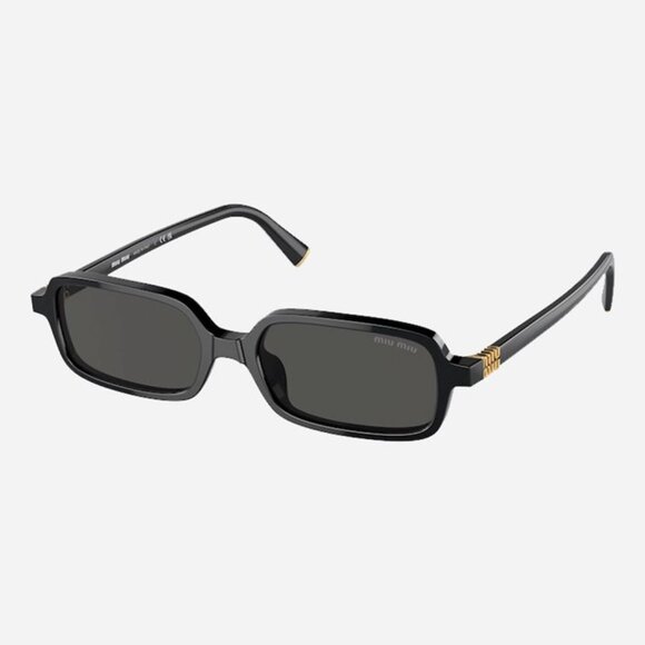 NEW Miu Miu MU11ZS 16K5S0 Miu Miu rectangular acetate black sunglasses MU 11ZS